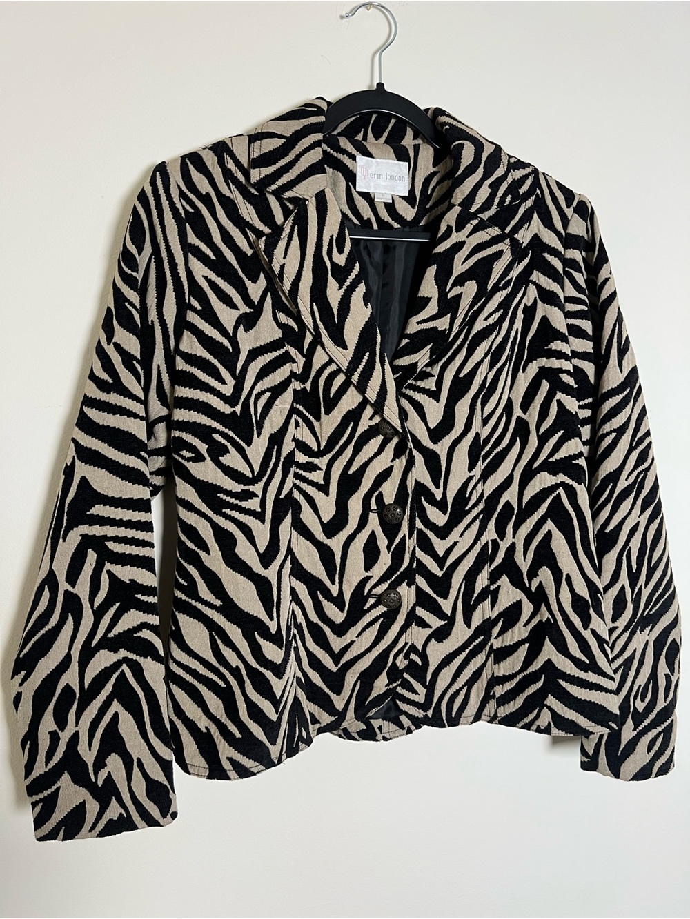 erin london Black & Cream Zebra Print Blazer